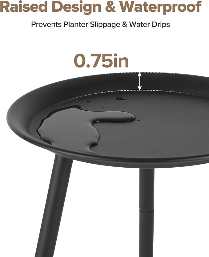 Tall Plant Stand Indoor, Metal Mid Century Indoor Plant Stands, Adjustable Height Plant Table for Flower Pots, Stable Plant Holder with Raised Design, Small Side End Table Black, 11.6"x20.6"