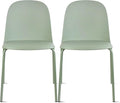 2xhome Set of 2 Modern Stackable Armless Dining Chairs, Plastic Shell Seat with Metal Legs for Indoor Outdoor Home Kitchen Patio Cafe, Green