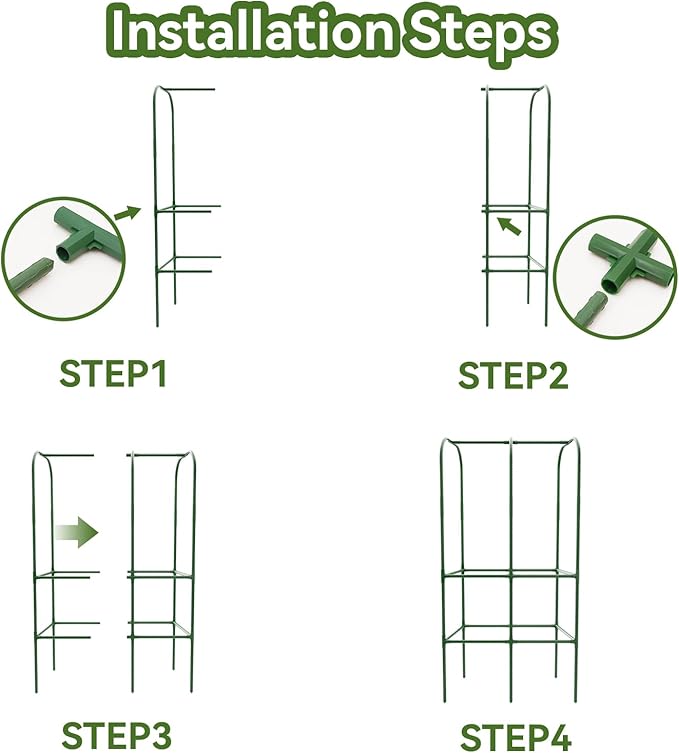 65" Tall Cucumber Trellis for Raised Bed, Garden Trellis for Climbing Plants Outdoor, U-Shape Metal Arch Vegetables Trellis Plant Support for Zucchini Squash Vines