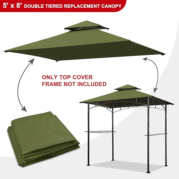 Eurmax USA High Performance Grill Gazebo Canopy Replacement Cover 5x8 BBQ Shelter Top(Lemon Green)