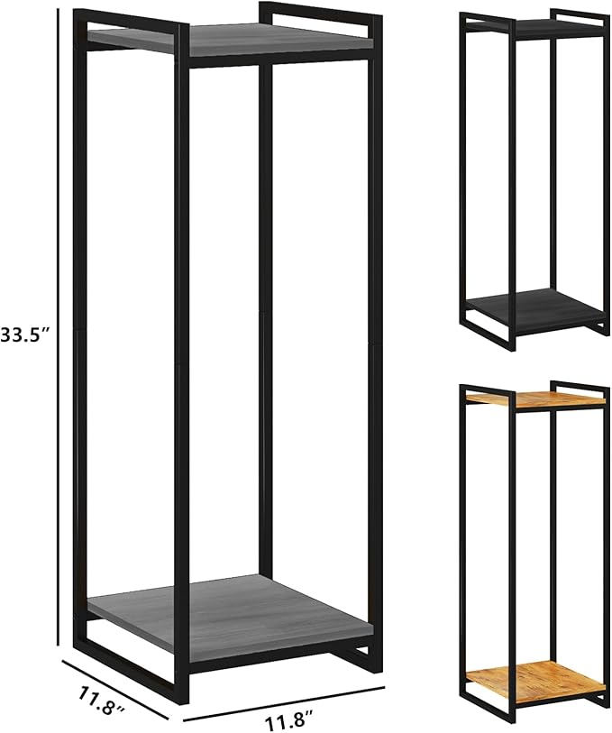 2-Tier Plant Stand Indoor, 34" Tall Modern Plant Shelf Corner Flower Pot Holder Organizer for Living Room Balcony Garden, Oak Grey