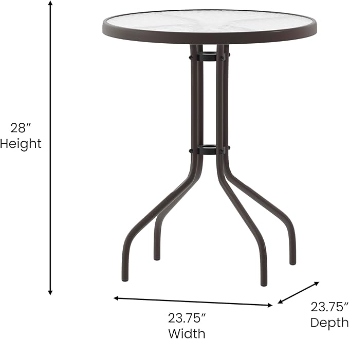Flash Furniture Bellamy 23.75'' Round Tempered Glass Metal Table, Bronze