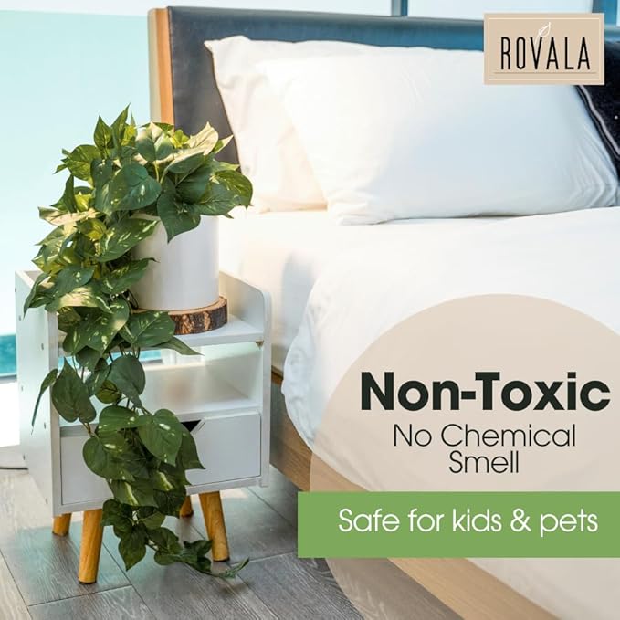 MY ROVALA Silk Plants for Home Decor Indoor in Pot Realistic Artificial Plants Hanging Faux Plants Indoor Fake Potted Plants for Shelves Bedroom Bathroom Trailing Plant, Fake Pothos Ivy (Dark Green)