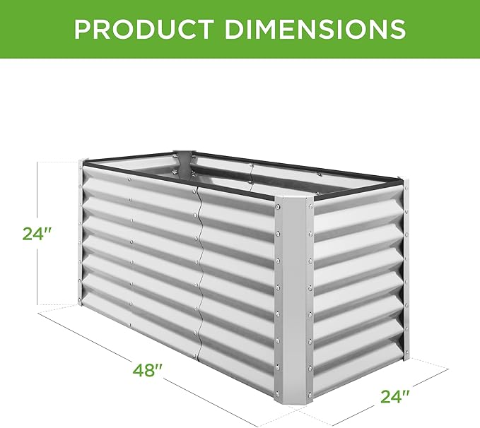 Best Choice Products 4x2x2ft Outdoor Metal Raised Garden Bed, Deep Root Box Planter for Vegetables, Flowers, Herbs, 119 Gallon Capacity, 100% Non Toxic Materials - Galvanized
