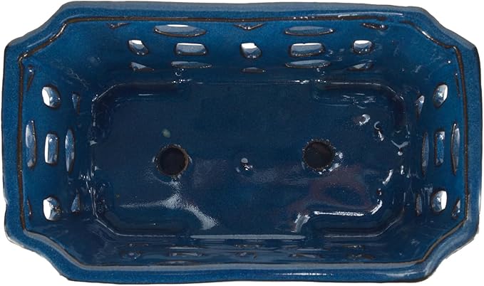 W&W Orchid Pot with Holes and Saucer for Repotting, Blue, 9.7 Inch