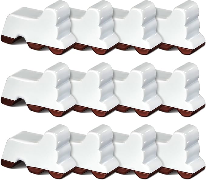 Kigeli 12 Pcs Resin Pot Feet for Outdoor Planters 3 Inch Long 1.5 Inch Tall Flower Handmade Elevator Plant Feet Frost Proof Lifter for 14-20 in Pot(White)