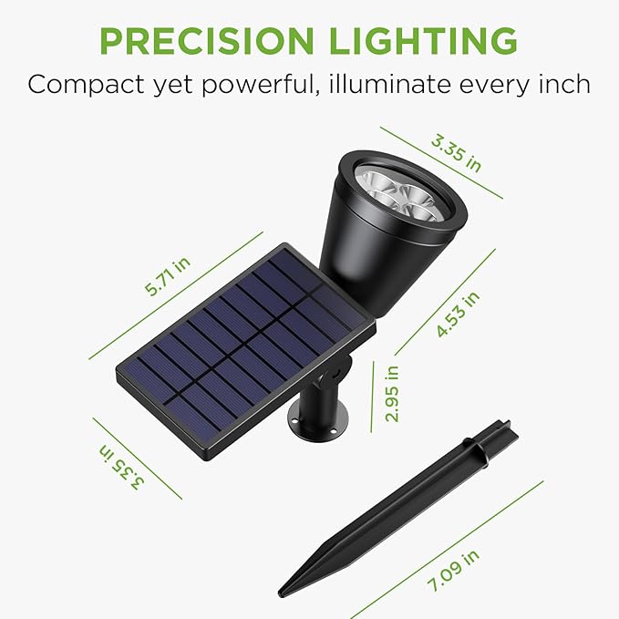 InnoGear Solar Spot Lights, Outdoor Solar Lights Solar Spotlights Flag Pole Light Waterproof Landscape Lighting Outside for Flag Uplighting Backyard Patio Pathway Statue Palm Tree Sign, Cool White
