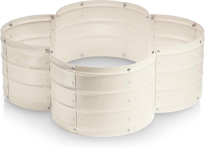 Plant & Plot Galvanized Raised Garden Beds Outdoor // 3×3×1 ft Planter Raised Beds for Gardening, Vegetables, Flowers // Large Metal Garden Box (White) // Patented Tool-Free Design