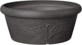 PSW Pot Collection TA30DC 12-inch Plastic/Stone/Wood Composite Bulb Pan Planter – No Drainage Hole (Drillable), Shallow Indoor/Outer Pot for Succulents, Bonsai, Fairy Gardens, Herbs, Dark Charcoal