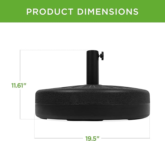 Best Choice Products Fillable Umbrella Base Stand Round Sunburst Plastic Patio Umbrella Base Stand, Pole Holder for Outdoor, Lawn w/ 55lbs Weight Capacity, Adjustment Knob