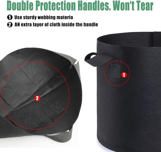 12 Pack 20 Gallon Grow Bags,Premium Fabric Pots 20 Gallon for Healthy Plant Growth - Durable and Reusable Garden Bags to Grow Vegetables,Fruits,and Flowers