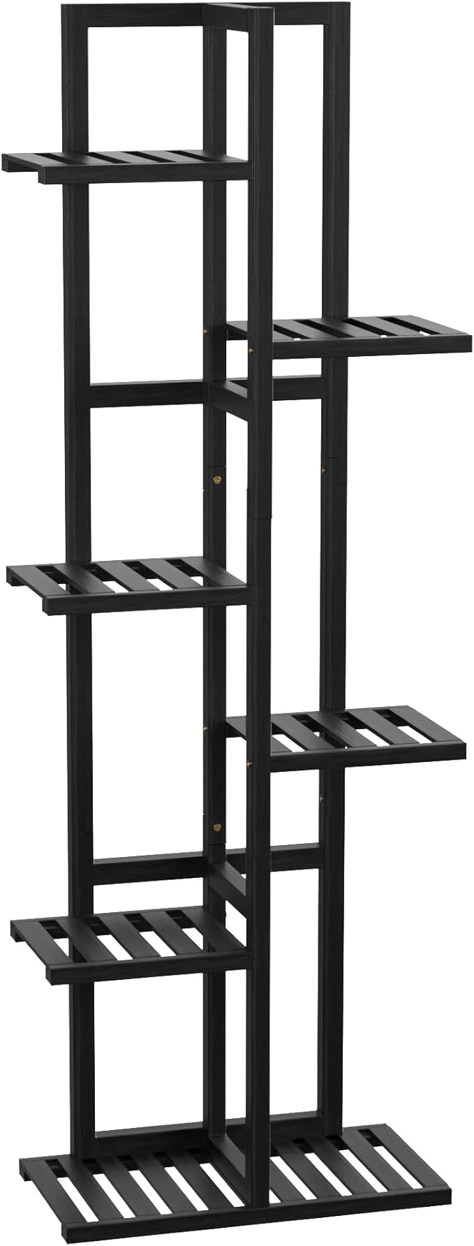 6 Tier Bamboo Plant Stand Indoor, Wood Tall Flower Holder Corner Tiered Plant Shelf for Multiple Plants (Black)