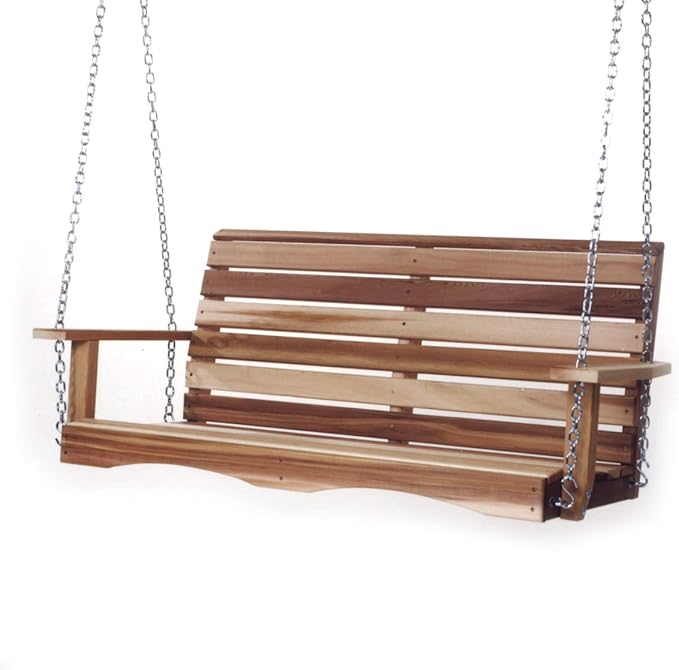 All Things Cedar PS48-SW10 Premium Porch Swing | 4-Ft Outdoor Furniture & Patio Swing | Handcrafted Western Red Cedar | Comfort Springs, Easy Assembly, Sustainable Outdoor Bench 57x23x24