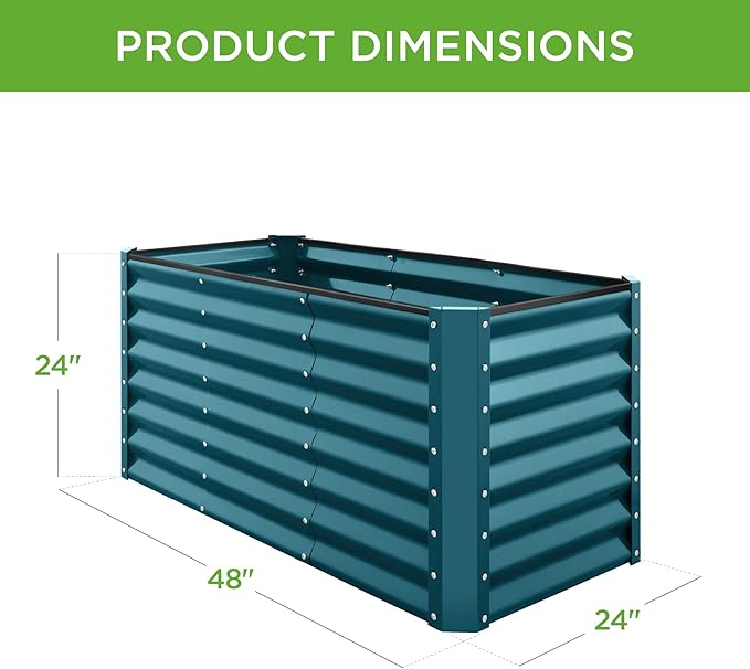 Best Choice Products 4x2x2ft Outdoor Metal Raised Garden Bed, Deep Root Box Planter for Vegetables, Flowers, Herbs, 119 Gallon Capacity, 100% Non Toxic Materials - Peacock Blue