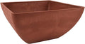 PSW Pot Collection 12x6 inch Plastic/Stone/Wood Composite Square Planter – No Drainage Hole (Drillable), Modern Indoor/Outer Pot for Flowers, Foliage, Succulents, Fairy Gardens Terra Cotta Color