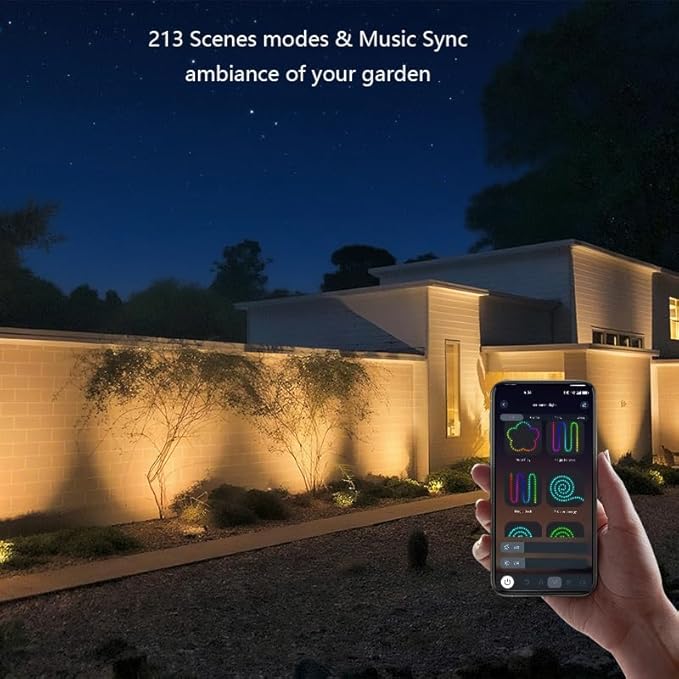 Smart Landscape Spotlights,Solar Low Voltage IP67 Waterproof Outdoor Spot Lights Compatible with APP/Remote Control Color Changing Lights for Yard Garden Pathway Lawn Tree Festival 2pack