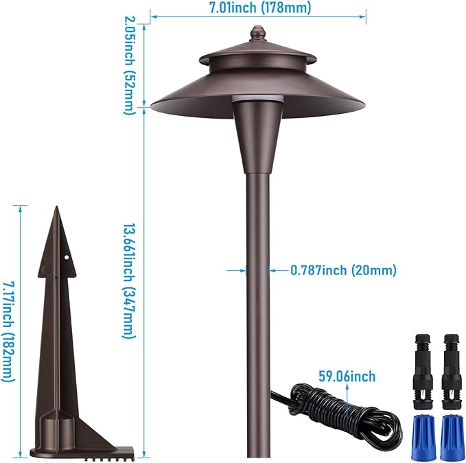 LEONLITE 5CCT Low Voltage Pathway Lights, 12-24V LED Landscape Path Light, 1800/2700/3000/4000/5000K, Double Layer, CRI90, IP65 Waterproof Landscape Lighting, Aluminum, Oil Rubbed Bronze, Pack of 6