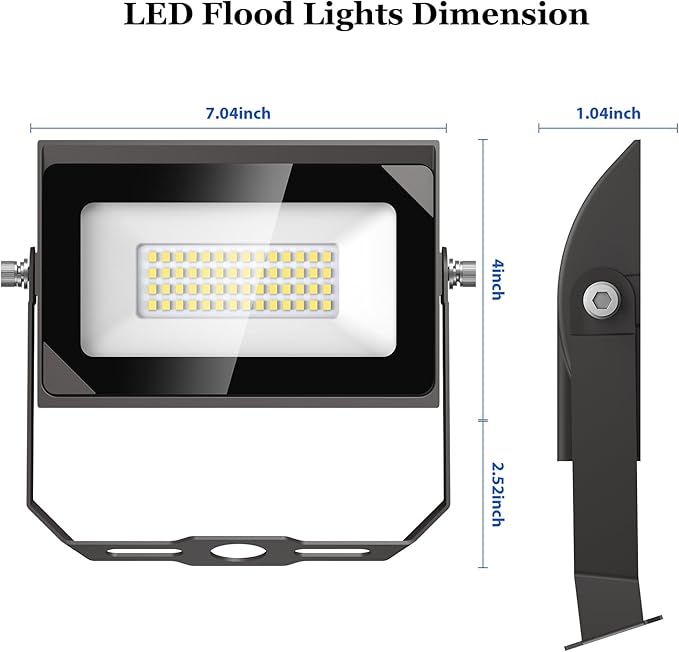dephen 30W LED Flood Lights Outdoor with Bracket Mount, 3450Lumen 120V Security Lighting, 5000K IP65 Waterproof Wall Pack Floodlight for Garden Yard Patio Porch (UL-Listed)