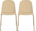 2xhome Set of 2 Modern Stackable Armless Dining Chairs | Plastic Shell Seat with Metal Legs | Indoor or Outdoor Use | Home Kitchen Patio, Beige