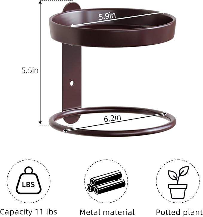 Metal Wall Planters Mid Century Modern Floating Shelves for Indoor Hanging Plants, Space-Saving Vertical Garden for Home & Office 3 Pack Coffee