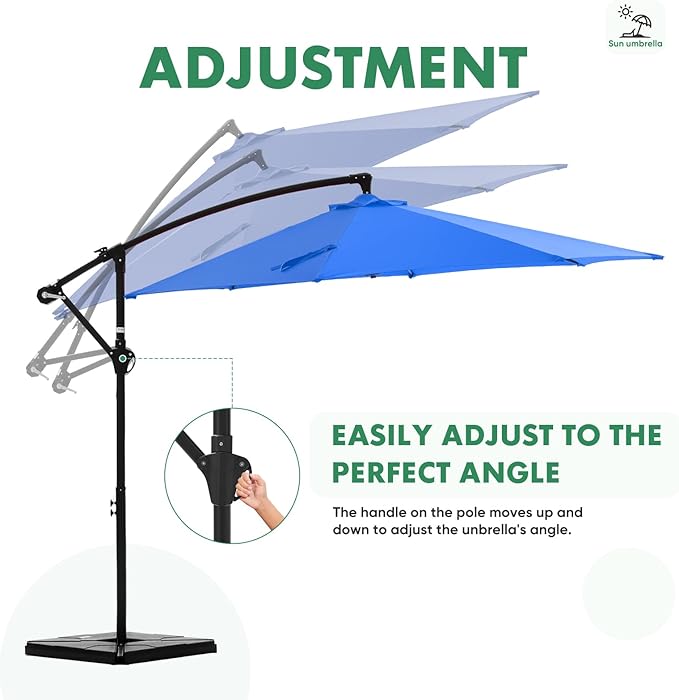 NEWBULIG 10FT Patio Umbrella, Offset Cantilever Outdoor Patio Table Umbrella, UV Protection, Fade Resistant Fabric, Easy Tilt Adjustment for Pool, Deck, Garden, Backyard