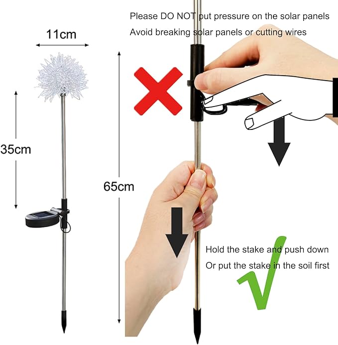 GUOCHENG Dandelion Solar Garden Lights, 4 Pack Solar Metal Dandelion Light, Waterproof Firefly Lights Outdoor for Garden Patio Yard Pathway, Gifts for Women Mother's Day(4pack)