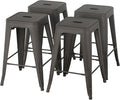 FDW Metal Bar Stools Set of 4 Counter Height Bar Stools 24 Inches Industrial Bar Chairs Patio Stool Stackable Backless Stool Indoor Outdoor Metal Kitchen Stools Bar Chairs (Bronze, 24")