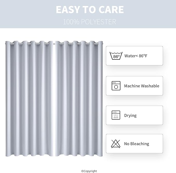 Water Proof Outside Curtains with Grommet Top for Porch, W84 x L95 Thermal Insulated Washable Light Block Outdoor Divider Drapes for Patio Gazebo Deck Pool Area Pergola Cabana (2 Panels)