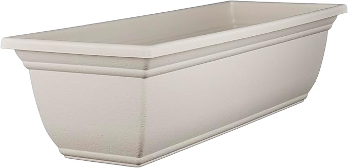 The HC Companies 24 Inch Mojave Window Planter Box with Drainage Holes, Lightweight UV-Resistant Plastic Outdoor Planters, 2-Pack Flower Box for Garden & Home Decor, Cottage Stone