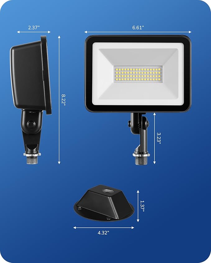 EDISHINE 2 Pack 6800LM LED Flood Lights Outdoor with Knuckle Mount, 46W Super Bright Security Lights, 5000K, IP65 Waterproof Security Flood Light for Garage, Backyard, Garden, Porch, Stair, Pool