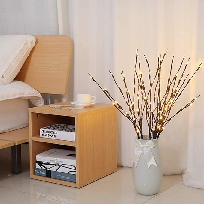 Vanthylit Set of 2 3PK 30" Brown Lighted Twig Stakes 120 Warm White Pathway Light for Outdoor and Indoor (Vase Excluded)
