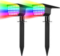 RGB Solar Lights Outdoor Waterproof IP65, 7 Lighting Modes Color Changing 26 LED Solar Spot Lights Outdoor for Yard Garden Pathway Christmas Decor (Multicolor, 2 Pack)