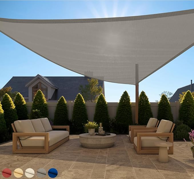 GORILLA GRIP Heavy Duty Sun Shade, UV Protection Fade Tear and Rust Resistant Triangle Sunshade Canopy, Curved Edges Blocks Sunlight, Breathable Sail, Outdoor Patio, Lawn Garden Graphite