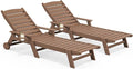 SERWALL HDPE Chaise Lounge Set of 2 for Outdoor, Brown