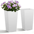 VEVOR Set of 2 Tall Planters for Outdoor Plants 22 inch, White Tall Planter for Indoor Plants, Modern Planters for Front Porch Patio Balcony, Plant Container Flower Pots with Built-in Drainage