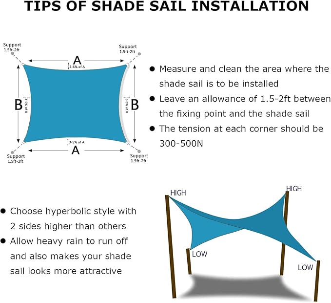 KANAGAWA 7'X7' Turquoise Mix Custom Size Sun Shade Sail Square UV Block Canopy Cover for Patio Backyard Lawn Garden Outdoor (Customized Available)