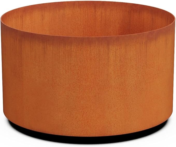 PLANTERCRAFT Corten Steel Metal Planter Box, Round Sizes, Modern Garden Steel planters for Commercial and Residential Outdoor Use.