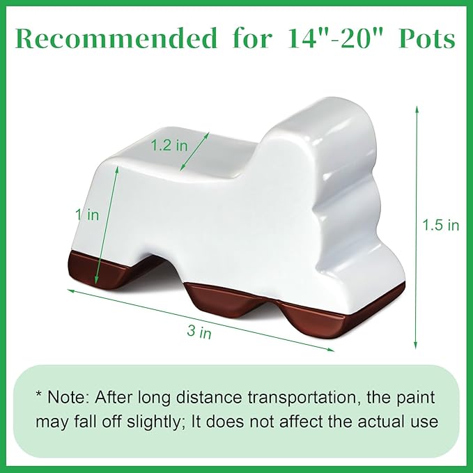 Kigeli 12 Pcs Resin Pot Feet for Outdoor Planters 3 Inch Long 1.5 Inch Tall Flower Handmade Elevator Plant Feet Frost Proof Lifter for 14-20 in Pot(White)