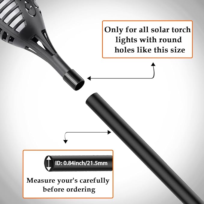 Flame Lamp Extension, Ground Stake and Joint Connector Kit to Make Solar Flashlight Torch Taller, 6 Sets