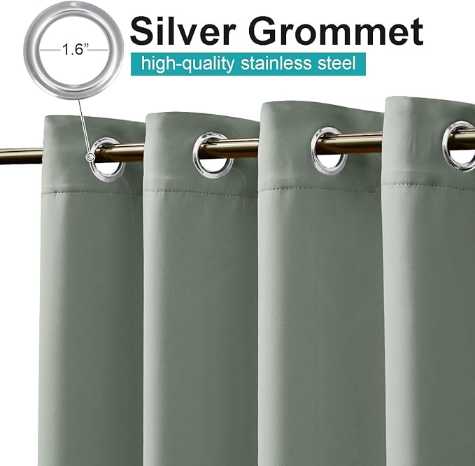 NICETOWN Outdoor Curtainch for Patio Waterproof 84 inch Wide, Thermal Insulated Rustproof Grommet UV Blocking Cabana Curtainch & Drape, Privacy Safe Shade for Gazebo, Sage Green, 1 PC, 95-Inch Long