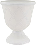 Arcadia Classic Decorative Garden Pot Planter for Indoor Plants, White, 10 x 11" Lattice Plastic Garden Urn