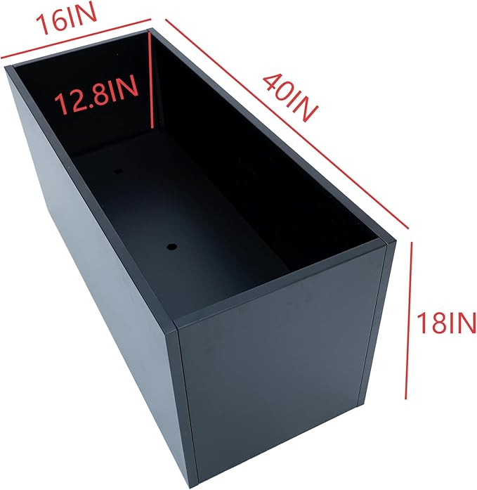 40" L x 16" W x 18" H Metal Large Rectangular Planter - Long Planter Box for Outdoor Patio/Porch Planter Boxes Outdoor Modern Design for Plants, Flowers, Garden,Spliced Flower Pot (Black)