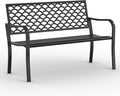 On Shine Outdoor Garden Bench Cast Iron Steel Outdoor Bench Clearance Weatherproof Metal Park Bench for Porch, Yard, Lawn, Deck (Scale)