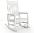 HDPE Rocking Chair Outdoor- Poly High Back Porch Rocker Chairs for Adults - All Weather Resistant Furniture for Patio Front Porch - White