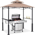ABCCANOPY 8x5 Grill Gazebo - Outdoor BBQ Canopy Shelter with Led Light for Patio Backyard Grilling (Khaki)