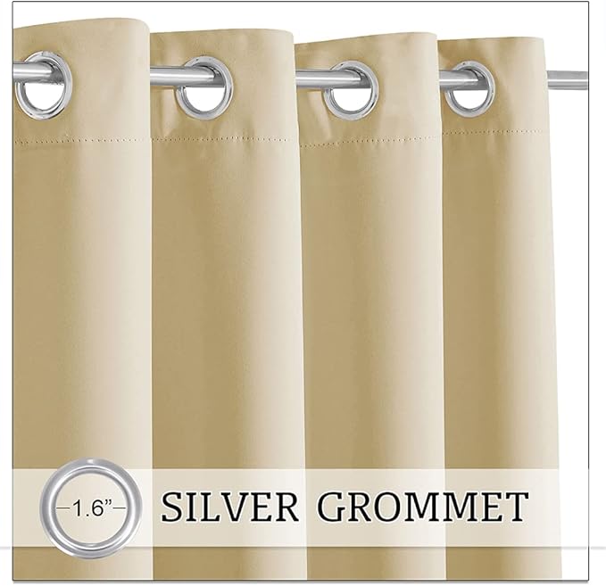 RYB HOME Outdoor Curtains 108 inches Long - Waterproof Privacy Blackout Indoor Outdoor Deck for Patio Door Divider Backdrop Lanai Pavilion Pergola, W 84 x L 108, 1 Pc, Biscotti Beige