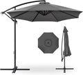 Best Choice Products 10ft Offset Hanging Market Patio Umbrella w/Easy Tilt Adjustment, Polyester Shade, 8 Ribs for Backyard, Poolside, Lawn and Garden - Gray