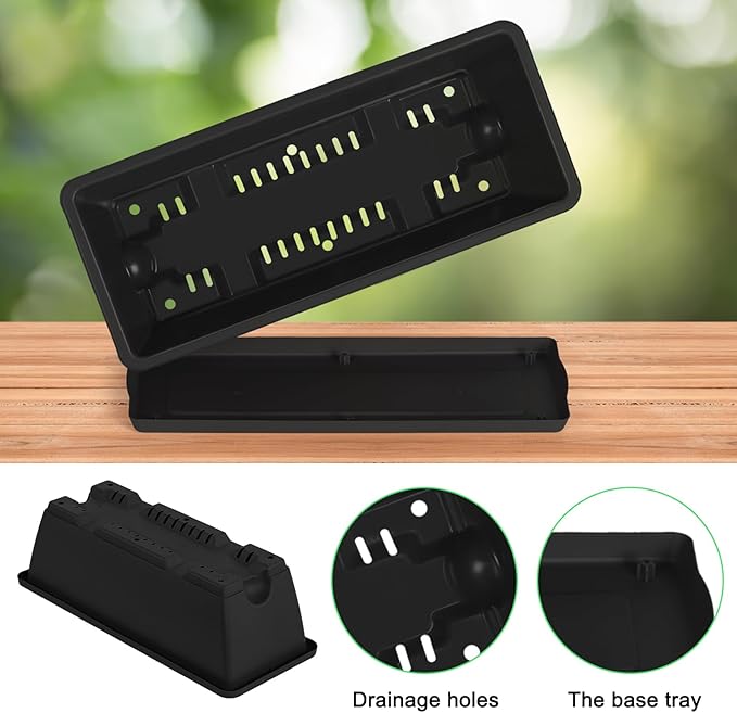 YBING Railing Planter Boxes 6 PCS Black Rectangle Railing Flower Box with Adjustable Bracket Window Deck Hanging Planters Boxes for Outdoor Patio