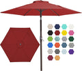 JEAREY 7.5FT Patio Umbrella Outdoor Market Umbrella with 6 Sturdy Ribs, Push Button Tilt/Crank Table Umbrella for Garden, Deck, Backyard and Pool, Red