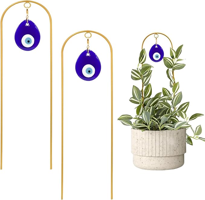 Plant Trellis for Climbing Plants indoor Evil Eye Decorations Mini Metal Houseplant Climber Support for Potted Plants Trellis Metal Yard Art Garden Stakes Decorative Indoor Outdoor 2 Pack Ivy